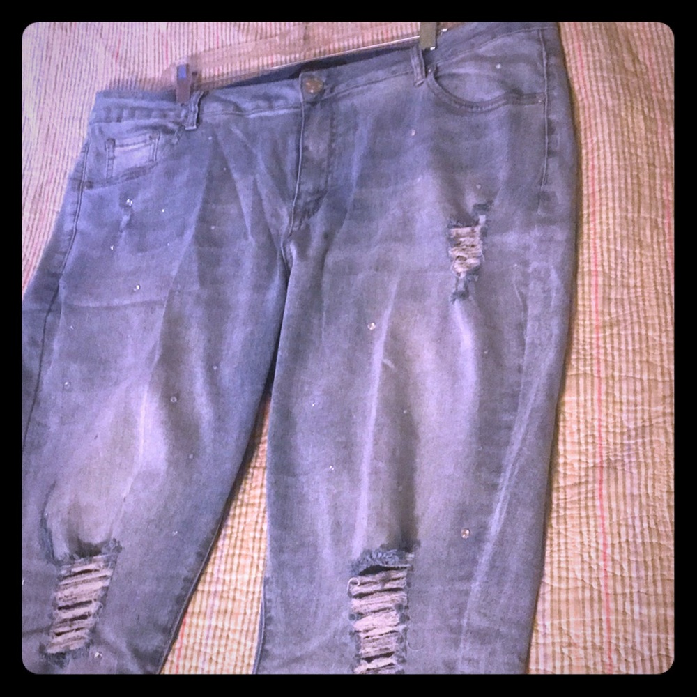 Ashley Stewart Rhinestones Stone Jean